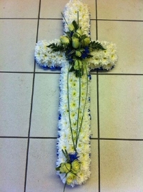 3ft Cross Based Style with White & Blue Colours