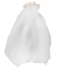 Bride to be Ginger Ray rose gold hen party wedding veil and headband.