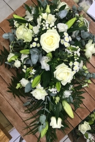 Ivory and white mixed flower single ended spray